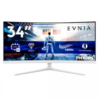 Philips Evnia 5000 34M2C5501A - Écran LED - jeux - incurvé - 34" - 3440 x 1400 WQHD @ 180 Hz - Fast VA - 300 cd/m² - 4000:1 - DisplayHDR 400 - 0.5 ms - 2xHDMI, DisplayPort - haut-parleurs - blanc 