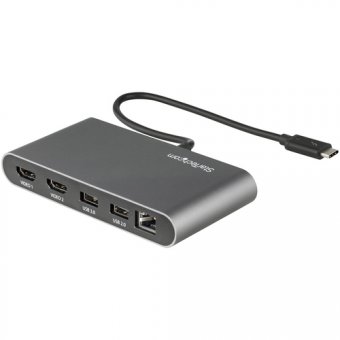 StarTech.com Mini Dock Thunderbolt 3 - Station d'Accueil TB3 à Double Écran - HDMI 4K 60Hz - 2x USB-A (3.2/2.0) & GbE - Câble 28cm - Adaptateur Multiport pour PC Portable - Mac/Windows (TB3DKM2HDL) - Station d'accueil - Thunderbolt 3 - 2 x HDMI - 1GbE 