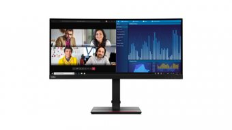 Lenovo ThinkVision P34w-20 - Écran LED - incurvé - 34.14" - 3440 x 1440 UWQHD - IPS - 300 cd/m² - 1000:1 - 4 ms - 2xHDMI, DisplayPort, USB-C - noir corbeau - avec webcam ThinkVision MC 50 pour moniteur 