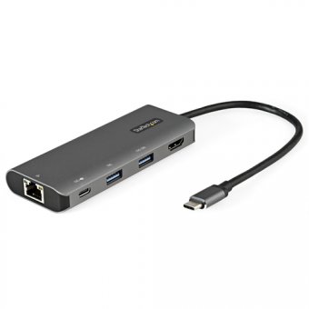StarTech.com Adaptateur Multiport USB-C - Mini Dock USB Type-C 10Gbps 4K 30Hz HDMI - 100W Power Delivery Passthrough - Hub USB 3 Ports, GbE - Muti-dock USB 3.1/3.2 Gen 2 - Câble 25cm (DKT31CHPDL) - Station d'accueil - USB-C 3.2 Gen 2 / Thunderbolt 3 - HDM 