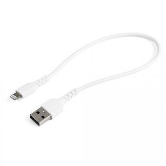 StarTech.com Câble USB-A vers Lightning Blanc Robuste 30cm - Câble de Charge/Synchronisation de Type A vers Lightning en Fibre Aramide -  iPad/iPhone 12 - Certifié Apple MFi (RUSBLTMM30CMW) - Câble Lightning - USB mâle pour Lightning mâle - 30 cm - blanc 