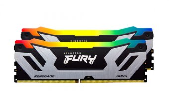 Kingston FURY Renegade RGB - DDR5 - kit - 48 Go: 2 x 24 Go - DIMM 288 broches - 8800 MT/s / PC5-70400 - CL42 - 1.4 V - mémoire non tamponnée chronométrée - on-die ECC - noir, argent 
