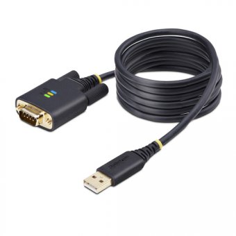 StarTech.com 6.6ft (2m) USB to Serial Adapter Cable, COM Retention, RS232 - Câble USB / série - USB (M) pour DB-9 (M) vissable - 2 m - moulé, robuste - noir 