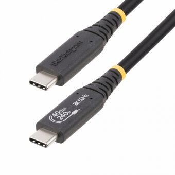 StarTech.com Câble USB4 de 1m, Câble USB-C Certifié USB-IF, 40Gbps, PD - Câble USB - USB-C (M) pour USB-C (M) - USB4 / Thunderbolt 3 / Thunderbolt 4 / DisplayPort 1.4 - 48 V - 5 A - 1 m - sans halogène, passif, support 4K 120 Hz, support pour 8K60Hz, gamm 