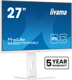 iiyama ProLite XUB2797HSU-W2 - Écran LED - 27" - 1920 x 1080 Full HD (1080p) @ 100 Hz - IPS - 300 cd/m² - 1000:1 - 1 ms - HDMI, DisplayPort - haut-parleurs - blanc, mat 
