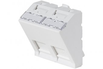 Plastron 45x45 incliné 30° pour 2 ports RJ45 keystone 