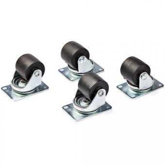 StarTech.com Roulettes Robustes Rack/Cabinet Serveur - Set 4 Roulettes - Kit de roulettes pour rack - noir, argent 