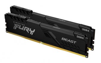 Kingston FURY Beast - DDR4 - kit - 16 Go: 2 x 8 Go - DIMM 288 broches - 3600 MT/s / PC4-28800 - CL17 - 1.35 V - mémoire sans tampon - non ECC - noir 