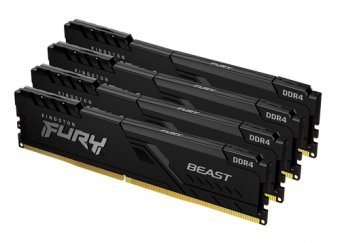 Kingston FURY Beast - DDR4 - kit - 32 Go: 4 x 8 Go - DIMM 288 broches - 3600 MHz / PC4-28800 - CL17 - 1.35 V - mémoire sans tampon - non ECC - noir 