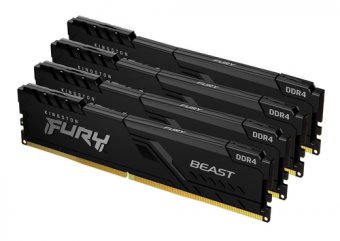 Kingston FURY Beast - DDR4 - kit - 64 Go: 4 x 16 Go - DIMM 288 broches - 3200 MHz / PC4-25600 - CL16 - 1.35 V - mémoire sans tampon - non ECC - noir 