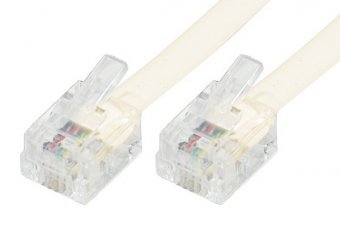 Cordon téléphonique RJ11 / RJ11 ivoire - 7 m 