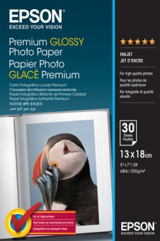 Epson Premium Glossy Photo Paper - papier photo - brillant - 30 feuille(s) - 130 x 180 mm - 255 g/m² 