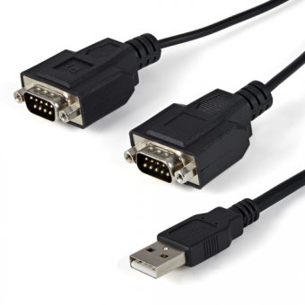 StarTech.com Câble adaptateur FTDI USB vers série RS232 2 ports avec mémorisation du port de communication - Adaptateur série - USB - RS-232 x 2 - noir 