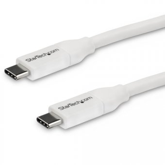 StarTech Câble USB-C vers USB-C avec Power Delivery 5A de 4 m - Cordon USB 2.0 Type-C certifié USB-IF - Blanc - Câble USB - USB-C (M) pour USB-C (M) - USB 2.0 - 5 A - 4 m - blanc 