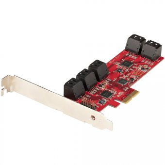 StarTech.com Carte PCI Express SATA 10 ports - Contrôleur PCIe SATA - ASM1166 Non-Raid - Convertisseur PCI Express 2.0 vers SATA - Connecteurs Empilés - Carte d'Extension SATA (10P6G-PCIE-SATA-CARD) - Contrôleur de stockage - SATA 6Gb/s - profil bas - PCI 