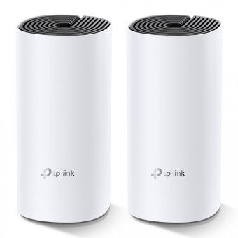 TP-Link DECO M4 - Système Wi-Fi - (2 routeurs) - jusqu'à 2800 pieds carrés - maillage 1GbE - Wi-Fi 5 - Bi-bande 