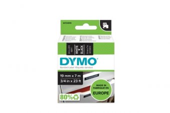 DYMO Ruban d étiquettes autocollantes D1 19 mm x 7 m, blanc sur noir 