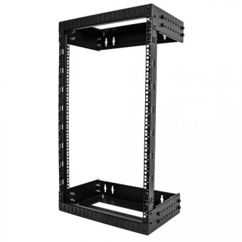 StarTech.com Baie de Brassage Murale 19 pouces 18U - Rack Mural Profondeur Réglable 12-20" - Rack Réseau Ouvert Équipement AV/Data/IT & Switch Réseau- Baie Informatique 18U (RACK-18U-20-WALL-OA) - Rack cadre ouvert - 2 montants - montable sur mur - noir - 