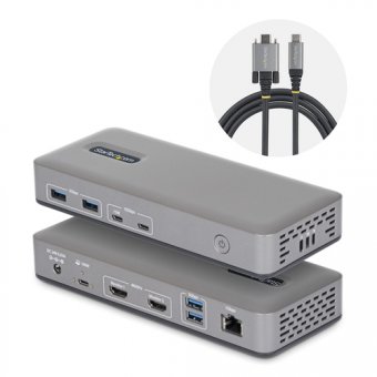StarTech.com - Station d'accueil - pour ordinateur portable - USB-C 3.2 Gen 2 - 2 x HDMI - 1GbE - Royaume-Uni, Europe 