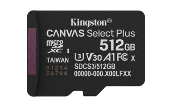 Kingston Canvas Select Plus - Carte mémoire flash - 512 Go - A1 / Video Class V30 / UHS-I U3 / Class10 - microSDXC UHS-I 
