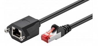 MicroConnect F/UTP CAT6 Ext. cable 0.5m with mounting flange Black 