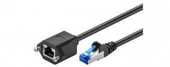 MicroConnect S/FTP CAT6A Ext. cable 1m with mounting flange Black, 