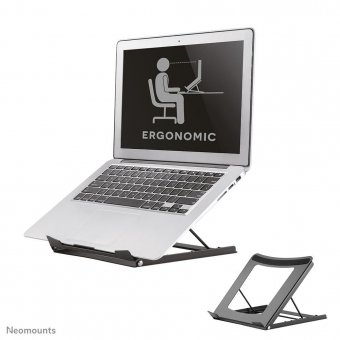 Neomounts by Newstar Foldable Laptop Stand - Black positioned in 5 steps 