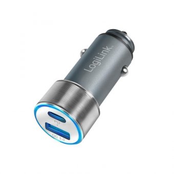 LogiLink USB Car Charger, 2 Port,  USB-A & USB-C, QC 3.0 & PD, 