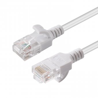 MicroConnect U/UTP CAT6A Slim 0.25M White Unshielded Network Cable, 