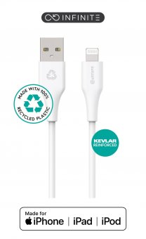eSTUFF INFINITE USB-A to Lightning  Cable MFI 1m White. Recycled 