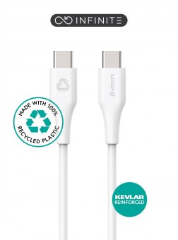 eSTUFF INFINITE USB-C to USB-C Cable  0.5m White. Recycled Plastic. 