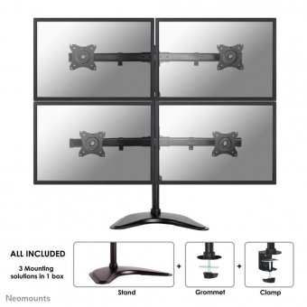 Neomounts by Newstar Tilt/Turn/Rotate Quad monitor  desk mount (stand, clamp & 