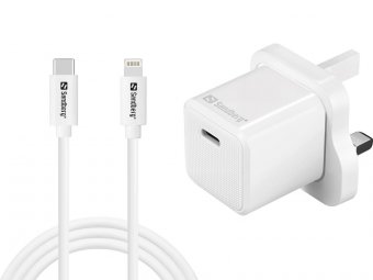 Sandberg USB-C AC 20W Charger UK +  Lightning 1M USB-C 20W 