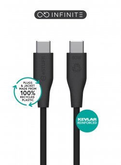 eSTUFF INFINITE (GRS) USB-C to USB-C  Cable 3m Black. PVC Free 