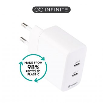 eSTUFF INFINITE (GRS) USB-C Charger  EU PD 35W Dynamic. 2 x USB-C. 