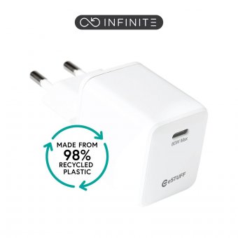eSTUFF INFINITE (GRS) USB-C Charger  EU PD 60W GaN. 1 x USB-C. 