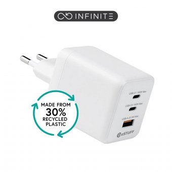 eSTUFF INFINITE USB-C Charger EU PD  100W GaN. 2 x USB-C. 1 x 