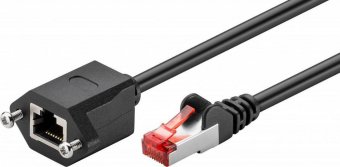MicroConnect F/UTP CAT6 Extension cable 1m with mounting flange Black 