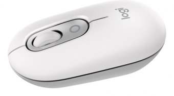 Logitech POP - Souris - emoji personnalisable - optique - 4 boutons - sans fil - Bluetooth 5.1 LE - blanc cassé 