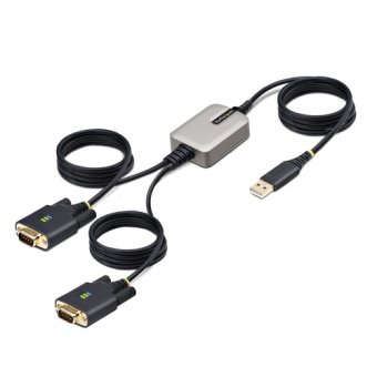 StarTech.com Adaptateur USB vers Série de 2 Ports de 4 m, FTDI/DB9 RS232 - Câble USB / série - USB (M) pour DB-9 (M) vissable - 4 m - noir 
