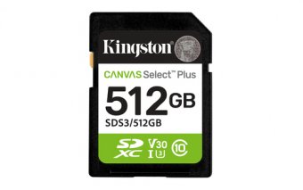 Kingston Canvas Select Plus - Carte mémoire flash - 512 Go - Video Class V30 / UHS-I U3 / Class10 - SDXC UHS-I 
