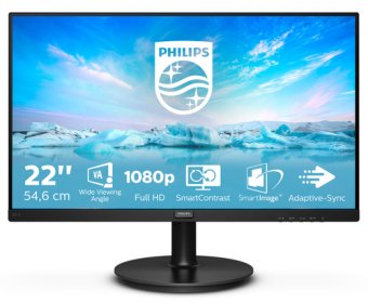 Philips V-line 221V8A - Écran LED - 22" (21.5" visualisable) - 1920 x 1080 Full HD (1080p) @ 75 Hz - VA - 200 cd/m² - 4000:1 - 4 ms - HDMI, VGA - haut-parleurs - noir texturé 