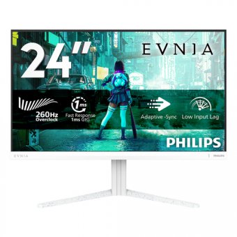 Philips Evnia 3000 24M2N3201PL - Écran LED - 24" (23.8" visualisable) - 1920 x 1080 Full HD (1080p) @ 260 Hz - Fast IPS - 1000:1 - HDR10 - 0.3 ms - HDMI, DisplayPort - blanc 