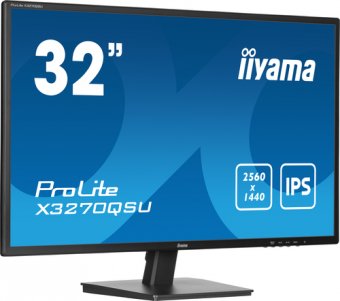 iiyama ProLite X3270QSU-B1 - Écran LED - 32" (31.5" visualisable) - 2560 x 1440 WQHD @ 100 Hz - IPS - 250 cd/m² - 1200:1 - 3 ms - 2xHDMI, DisplayPort - haut-parleurs - noir mat 