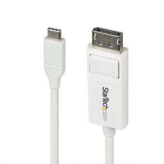 StarTech.com 6.6ft (2m) USB C to DisplayPort 1.2 Cable, Bidirectional - Câble DisplayPort - USB-C (M) pour DisplayPort (M) - Displayport 1.2/Thunderbolt - 1.9 m - actif, bi-directionnel, support pour 4K60Hz - blanc 