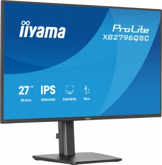 iiyama ProLite XB2796QSC-B1 - Écran LED - 27" - 2560 x 1440 QHD @ 75 Hz - IPS - 350 cd/m² - 1000:1 - 4 ms - HDMI, USB-C - haut-parleurs - noir, mat 