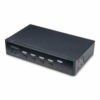 StarTech.com Switch KVM DisplayPort 4 Ports, Moniteur Unique 4K, 6x USB - Commutateur écran-clavier-souris/audio/USB - 4 x KVM / audio / USB - 1 utilisateur local - de bureau - Conformité TAA 
