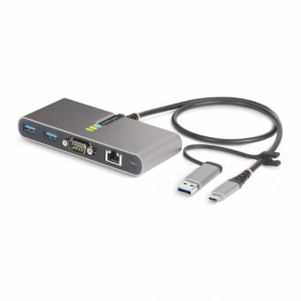 StarTech.com Hub USB-C à 2 Ports avec Ethernet et RS-232, PD, 2x USB-A - Concentrateur (hub) - 2 x USB 3.2 Gen 1 - de bureau 