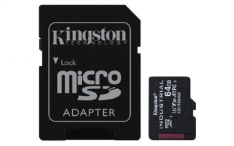 Kingston Industrial - Carte mémoire flash (adaptateur microSDXC vers SD inclus(e)) - 64 Go - A1 / Video Class V30 / UHS-I U3 / Class10 - microSDXC UHS-I 