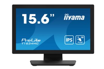 iiyama ProLite T1634MC-B1S - Écran LED - 15.6" - écran tactile - 1920 x 1080 Full HD (1080p) @ 60 Hz - IPS - 450 cd/m² - 700:1 - 25 ms - HDMI, VGA, DisplayPort - noir, mat 